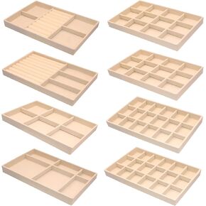 X-Large 8 PCS Jewelry Trays Organizer Stackable Velvet Earring Organizer Jewelry Drawer Organizer Display Tray for Earring Ring Watch Bangle Bracelet Necklace