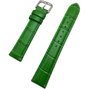 18mm Green Genuine Leather Watchband | Square Alligator Crocodile Grain, Lightly Padded Replacement Watchstrap that brings New Life to Any Watch (Mens Standard Length)