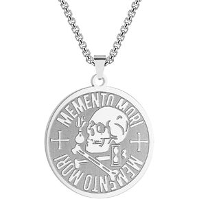 Goohopsun Memento Mori Necklace Carpe Diem Pendant Skull Necklace for Men, Mori 400th Birthday Special Commemorative Necklace