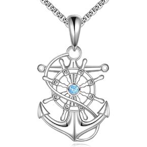 Anchor Necklace 925 Sterling Silver Nautical Anchor Navy Anchor Necklaces Inspirational Anchor Jewelry Gifts for Travelers Graduates Sailors