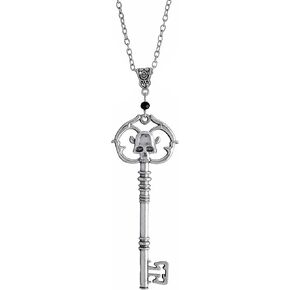 HAQUIL Skull Black Bead Key Necklace Skeleton Key Skull Gothic Pendant Necklace, Jewelry for Men Women