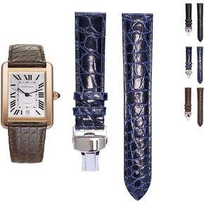 Crocodile Leather Straps For Cartier Watches With Deployment Clasp, Alligator Watch Strap For Cartier Watches