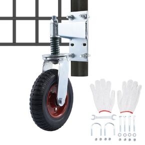 8 inch Fence Gate Wheels with Locking Brake for Metal Tube Gate 600lb Capacity 360 Degree Rotation Spring-Loaded Heavy Duty Gate Caster for Wooden Gate