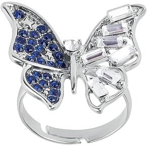 Silver Blue Butterfly-type Ring, adjustable ring for women