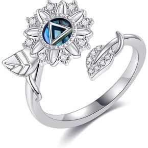 Sobriety Ring 925 Sterling Silver Abalone Shell AA Ring Sobriety Alcoholics Anonymous Recovery Jewelry for women