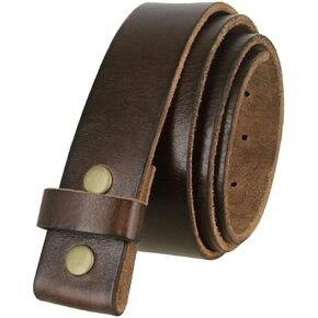 100% One-Piece Full Grain Leather Belt Straps with No Slot Hole/Slot Hole/Heavy-Duty, Multi Options 1-1/2" (38mm) Wide