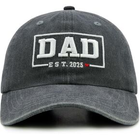 Men's Dad Est 2025 Hat with Gift Box, Adjustable Daddy Baseball Cap, Gifts for Father's Day, First Time Dad, Dad to Be
