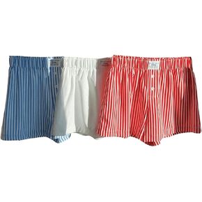 Women's 3 Pack Striped Shorts Button Elastic Waist Letter Patched Boxer Shorts Lounge Pajamas Bottoms