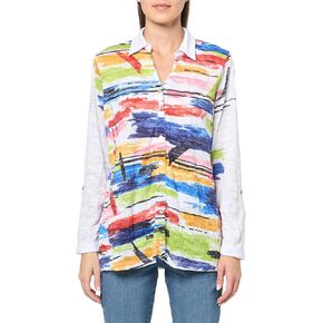 Ali Miles Women's Crinkle Knit Button Front Tunic