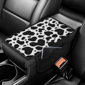 Dreaweet Car Center Console Cover with Pockets Brown Cow Print Car Accessories,Car Arm Rest Cover Pad Universal Armrest Cover for Car Truck SUV Van