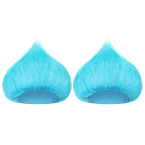 Geyoga 2 Pcs Unisex Blue Wig Blue Hairy Costume Funky Hairband Crazy Wig Blue Troll Wig Blue Hair for Halloween Costume Party(Sky Blue)
