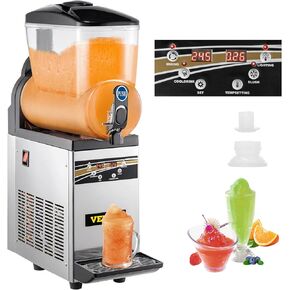 VEVOR Commercial Slushy Machine, 15Lx2 Tank Margarita Maker, 1000W Stainless Steel Smoothie Frozen Drink Maker for Supermarkets Cafés Restaurants Bars Home Use
