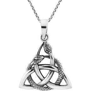 AeraVida Interwoven Snakes Triquetra or Trinity Knot .925 Sterling Silver Pendant Necklace | Thanksgiving Necklace