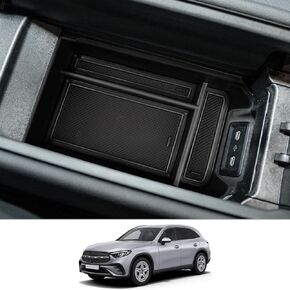 منظم وحدة التحكم المركزية CDEFG متوافق مع Mercedes Benz GLC 300 SUV 2023 2024 منظم وحدة التحكم الوسطى صندوق تخزين مسند الذراع لملحقات فئة 2023 2024 GLC (أسود)