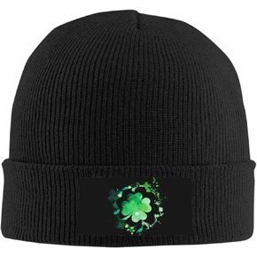 Cute Clover Winter Hat Warm Knitted Lucky Green Shamrock Slouchy Beanie Hat Skull Cap Men Women St. Patrick's Day Gifts