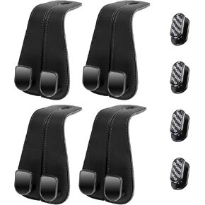 8Pcs Car Seat Hooks for Headrest, Double Hooks Holder for Purses and Bags, Universal Leather Car Seat Back Storage Hook, Multifunctional Hook for Car Seat Back Organizer Accessories