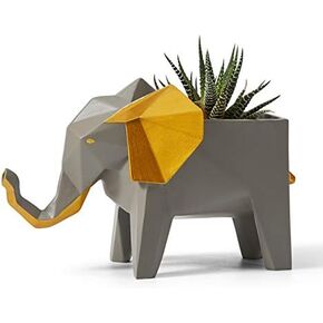HAUCOZE Elephant Planter Gifts Statue Animal Sculpture Decor Modern Figurine Arts Polyresin 6.9inch