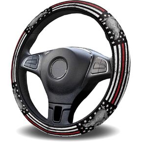 Steering Wheel Covers Sloth American Flag Theme Respect Firefighters Elastic Sponge Skidproof Steering Wheel Protective Cover,Car Accessories for Vehicles,Sedans,SUVs,Vans,Trucks