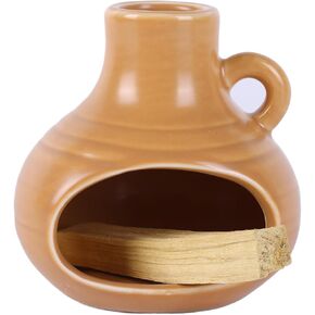 Palo Santo Holder Burner, Ceramic Sage Burner and Smudge Stick Bowl Incense Holder Burner, Palo Santo Stick Mini Chiminea Incense Burner for Meditation and Mexican Home Decor (Orange)