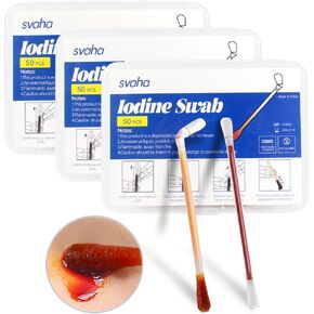 250pcs Iodophor Swabs with Povidone Iodine Solution Outdoor First Aid Swabsticks for Skin Cleansing and Preparation with Storage Box