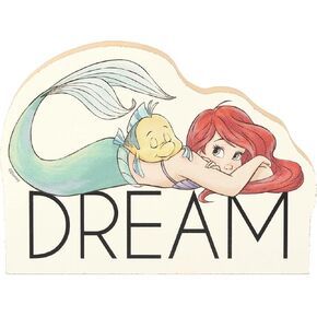 Disney Princess The Little Mermaid Ariel and Flounder Dream Shelf Sitter Decor - Chunky Wood Block - Little Mermaid Decoration