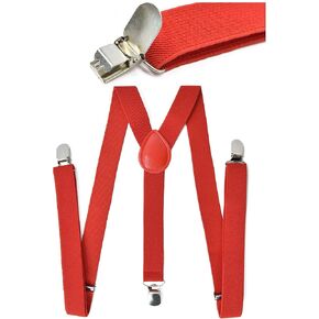 DAZCOS Anime Cosplay Suspenders Red Y Shape with Strong Clips for Mens and Women Costume Accessory