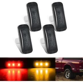 Nilight Wheel Fender Side Marker Lights 4 PCS 3 LED Red Amber Front Rear Fender Clearance Light Waterproof Plug And Play Smoked Lens Light Compatible With 2010-2018 Dodge Ram 2500 3500 Super Duty