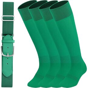 Baseball Socks - Baseball Socks and Belt, Softball Socks Belt Elastic Waist Belt for Kids Boys Girls, 2Pcs Socks + 1Pc Belt, White