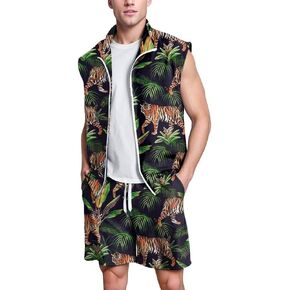 UOUA Men 80s Outfit 90s Costume 2 Piece Shorts Set Themed Party Clothes