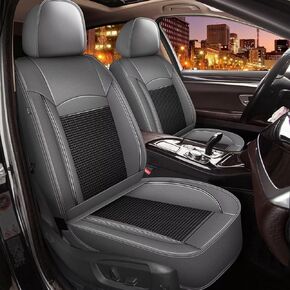 2 Front Seat Covers Fit for Acura TL 2004-2014 Waterproof Leather Car Seat Covers Automotive Seat Cushion Protector Compatible Airbag (2 PCS Front Seats - Black)