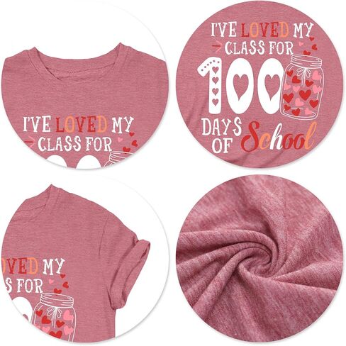 100 Days of School Shirt Women: 100 Day Graphic Tops Teacher Tshirt Love Heart Short Sleeve Tops in Kuwait
