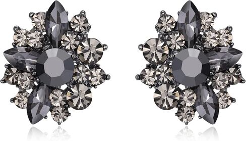 EVER FAITH Austrian Crystal Sparkly Art Deco Stud Earring, Prom Vintage Retro Round Marquise Rhinestone Earrings for Woman in Kuwait
