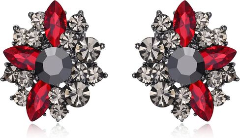 EVER FAITH Austrian Crystal Sparkly Art Deco Stud Earring, Prom Vintage Retro Round Marquise Rhinestone Earrings for Woman in Kuwait