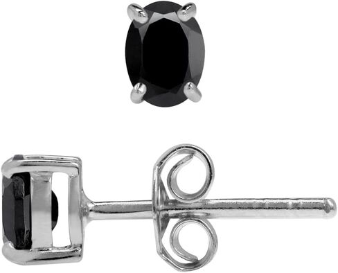 Silvershake 5X4mm Petite Oval Shape Birthstone Gemstones White Gold Plated or Yellow Gold Plated 925 Sterling Silver Stud Earrings Jewelry for Women or Teens First or Second Hole Piercing in Kuwait
