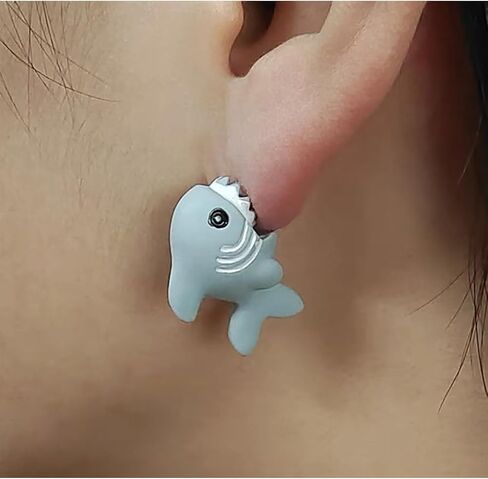 Cute Cartoon Animal Stud Earrings Funny Animal Bite Earrings Yellow Dod Earrings 3D Clay Polymer Earrings Cartoon Dog Bite Earrings Jewelry For Women(Yellow Dog) in Saudi Arabia