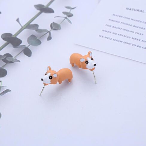 Cute Cartoon Animal Stud Earrings Funny Animal Bite Earrings Yellow Dod Earrings 3D Clay Polymer Earrings Cartoon Dog Bite Earrings Jewelry For Women(Yellow Dog) in Kuwait