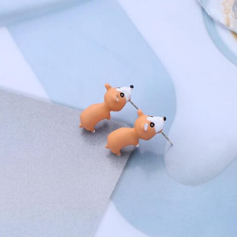 Cute Cartoon Animal Stud Earrings Funny Animal Bite Earrings Yellow Dod Earrings 3D Clay Polymer Earrings Cartoon Dog Bite Earrings Jewelry For Women(Yellow Dog) in Kuwait