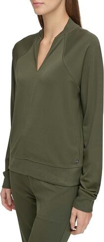 Andrew Marc Sport Women's Long Sleeve V-Neck Sporty Jersey Pullover in Saudi Arabia