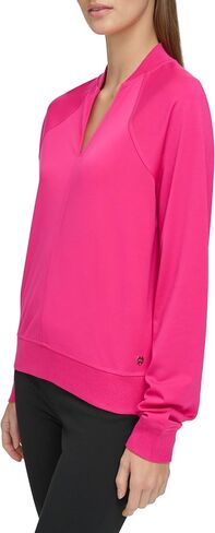 Andrew Marc Sport Women's Long Sleeve V-Neck Sporty Jersey Pullover in Saudi Arabia