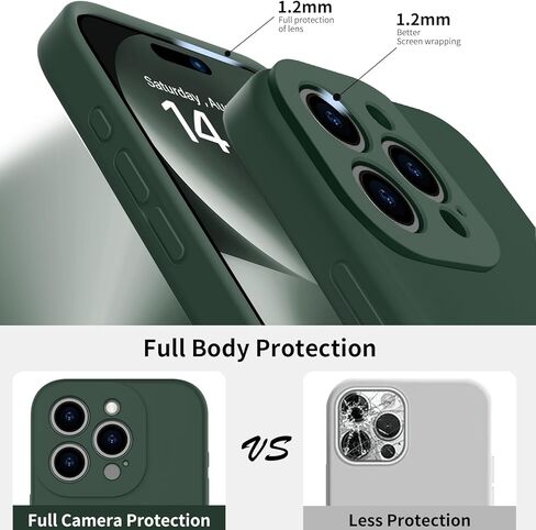 bicol Compatible with iPhone 15 Pro Case with Screen Protector,Enhanced Camera Lens Protection,Soft Liquid Silicone Protective Cover,Slim Fit Protective Phone Case 6.1" Light Brown in Kuwait