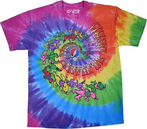 Liquid Blue Unisex-Adult Standard Grateful Dead Spiral Trippy Dancing Bears in Saudi Arabia
