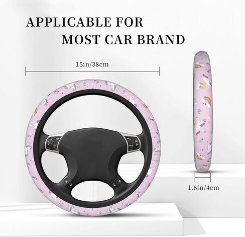 Car Steering Wheel Cover Universal Neoprene Anti Slip Car Accessories Decoration Wheel Protector 15 Inch - Pink Roses Bows in Saudi Arabia