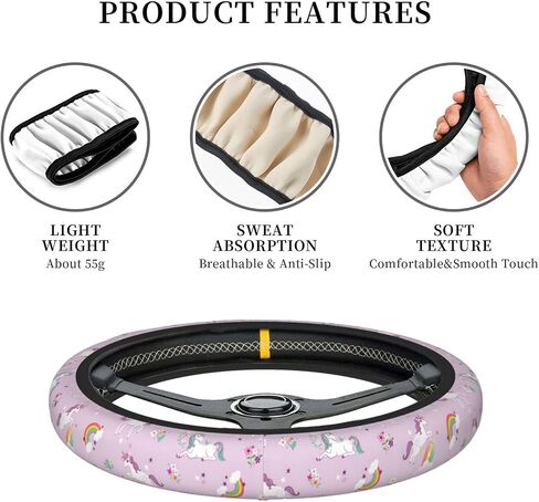 Car Steering Wheel Cover Universal Neoprene Anti Slip Car Accessories Decoration Wheel Protector 15 Inch - Pink Roses Bows in Saudi Arabia