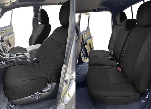 مجموعة أغطية المقاعد الأمامية والخلفية المخصصة من SAPUBK بديلة لملحقات مقاعد Toyota Tacoma Pickup 2016-2023 (أسود) in Kuwait