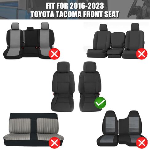 مجموعة أغطية المقاعد الأمامية والخلفية المخصصة من SAPUBK بديلة لملحقات مقاعد Toyota Tacoma Pickup 2016-2023 (أسود) in Kuwait