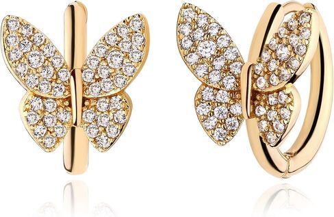 VALLOEY ROVER أقراط ذهبية للنساء 14 قيراط مطلية بالذهب أقراط بسيطة أنيقة بوهو لطيفة لا تسبب الحساسية مكعب زركونيا مجوهرات الأذن للنساء in Kuwait