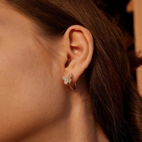 VALLOEY ROVER أقراط ذهبية للنساء 14 قيراط مطلية بالذهب أقراط بسيطة أنيقة بوهو لطيفة لا تسبب الحساسية مكعب زركونيا مجوهرات الأذن للنساء in Kuwait