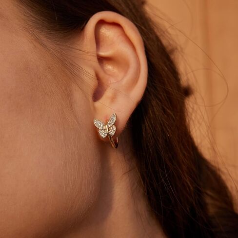 VALLOEY ROVER أقراط ذهبية للنساء 14 قيراط مطلية بالذهب أقراط بسيطة أنيقة بوهو لطيفة لا تسبب الحساسية مكعب زركونيا مجوهرات الأذن للنساء in Kuwait