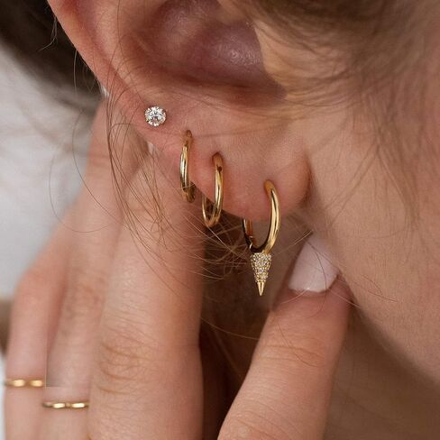 VALLOEY ROVER Gold Earrings for Women 14k Gold Plated Simple Hoops Earrings Dainty Boho Cute Hypoallergenic Cubic Zirconia Ear Jewelry for Women in Saudi Arabia