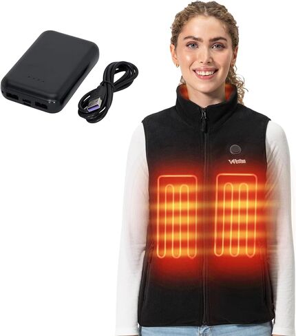 WESTON Women’s Heated Fleece Vest, 4 Heating Zones, 7.4V, 4800 mAH Rechargeable Battery, Machine-Washable Women’s Fleece Vest in Kuwait